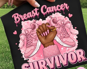 Breast Cancer Survivor PNG, Cancer Fighter Sublimation, Pink Ribbon Awareness Shirt Design, October Empowerment Clipart, Cancer Support PNG