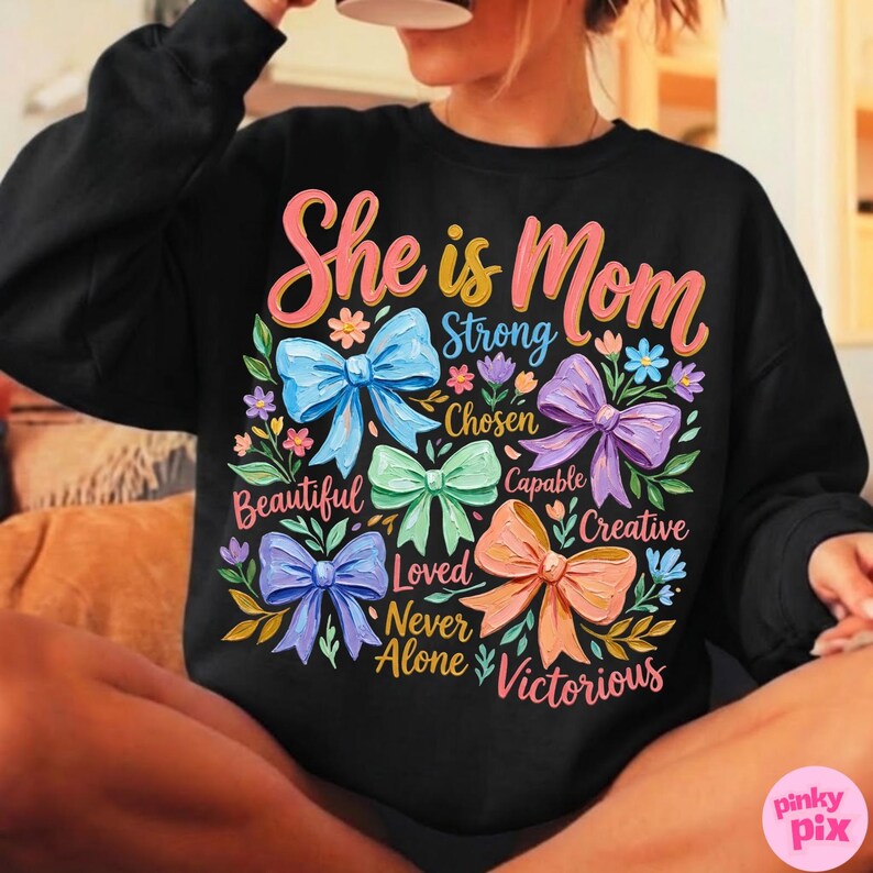 Sie ist Mama PNG: Christian Mama Boho Blumen Wildblumen Sublimationsdesign, Trending Digital Download Bild 11