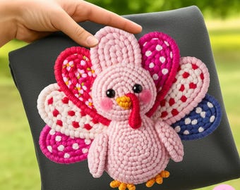 Faux Crochet Turkey PNG: Fall Thanksgiving Sublimation Design