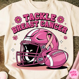 Tackle Football Breast Cancer Png, Coquette Cancer Football Png, October Awareness Pink Ribbon Football Sublimation, Girly Game Day Support