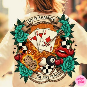 Retro Western Gamble PNG, Life Is A Gamble PNG, Turquoise Country Sublimation, Wild West Cowboy Clipart, Vintage Poker PNG Download image 3