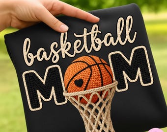Faux Yarn Basketball Mom PNG: Crochet Sports Sublimation Design, Knitting Digital Download