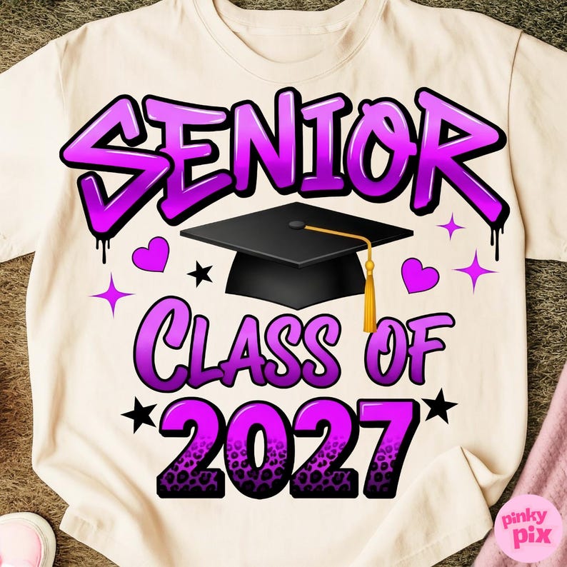 Senior Class of 2027 PNG Bundle: Colorful Graduation Leopard High
