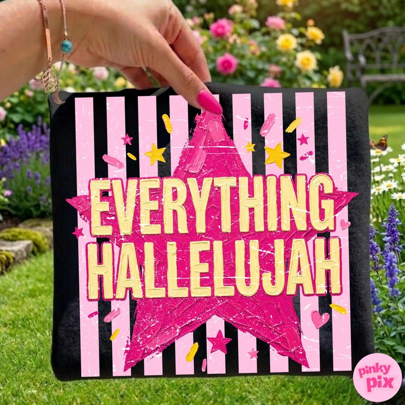 Allt Hallelujah PNG: Retro randig kristen tro Girly Star Grunge Sassy sublimering, digital nedladdning bild 2