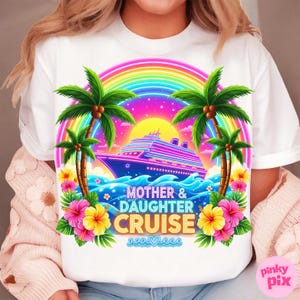 Cruzeiro de mãe e filha PNG, Sublimação de navio de cruzeiro neon, Clipart de férias tropicais, Design de camisa de cruzeiro familiar, Cruzeiro de verão PNG