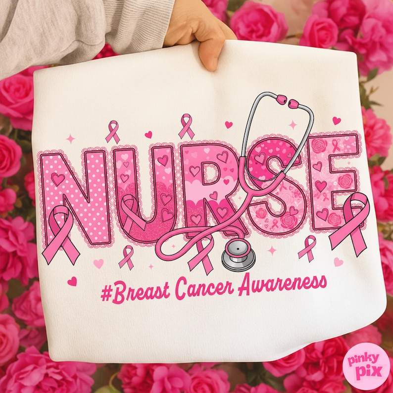 Nurse Breast Cancer Awareness Png Bundle: Pink Ribbon RN, CNA, NICU ...