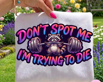 Gym Raccoon PNG: Funny Dark Humor Weightlifting Brushstroke Neon Sublimation Design Trending Digital Download