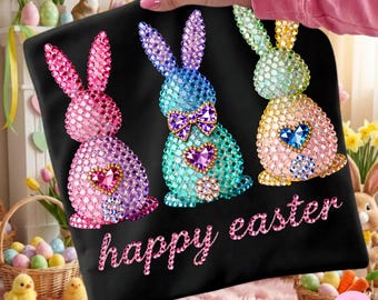 Strass Happy Osterhase PNG: Sparkle Bling Kristall Mosaik Juwel Diamant, Trending Digital Download