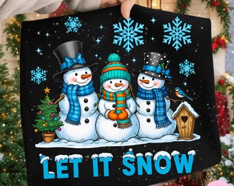 Let it snow bonhomme de neige PNG, Noël neige famille hiver sublimation design