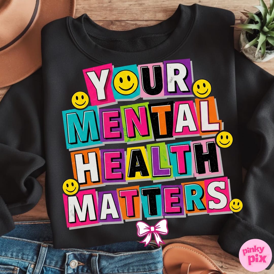 Your Mental Health Matters PNG, Retro Colorful Letterings Sublimation ...