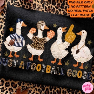 Funny Football Goose PNG: Faux Patchwork Game Day Fall Trending Digital Download