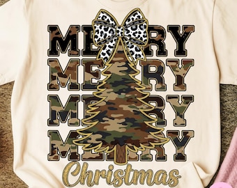 Merry Christmas Camo PNG: Bow Hunting Sublimation Design