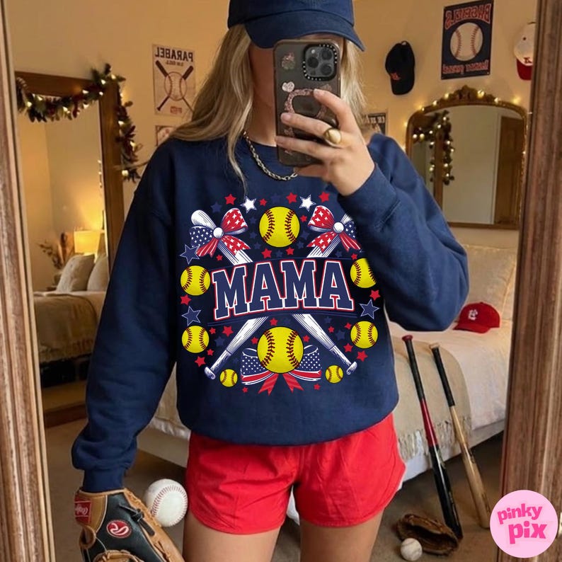 Benutzerdefinierte Softball Png, personalisierte Softball Namen Design, Vaterländisch Rot Weiß Blau Sublimation Clipart, Spieltag Benutzerdefiniertes Hemd Png Bild 7