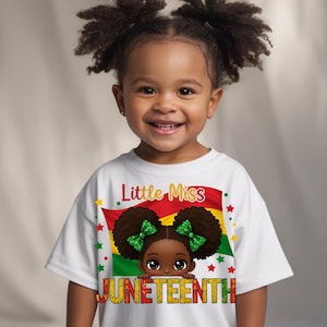 Little Miss Juneteenth PNG, Black Girl Juneteenth Shirt Design, African American Pride Clipart, Cute Juneteenth Sublimation for Kids