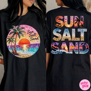 Sun Salt Sand PNG: Summer Rhinestone Sunset Beach Tropical Design, Digital Download (2 PNG) image 10