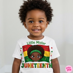 Little Mister Juneteenth PNG, Black Boy Juneteenth Shirt Design, African American Pride Sublimation Clipart for Kids