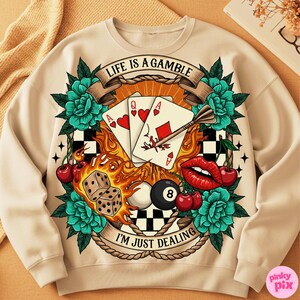 Retro Western Gamble PNG, Life Is A Gamble PNG, Turquoise Country Sublimation, Wild West Cowboy Clipart, Vintage Poker PNG Download image 6