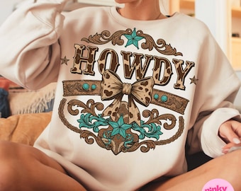 Ciao PNG, design per maglietta western da cowgirl, stampa a sublimazione con fiocco turchese, clipart retrò da rodeo del sud