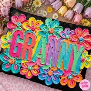 Mormor PNG-paket: Mawmaw, mormor, Lolli, Nonna Färgglad blommig penseldrag Mors dag, digital nedladdning bild 3