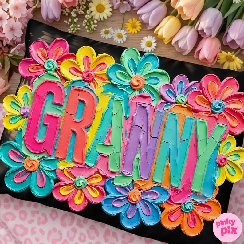 Mormor PNG-paket: Mawmaw, mormor, Lolli, Nonna Färgglad blommig penseldrag Mors dag, digital nedladdning bild 3