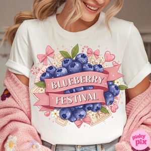 Blueberry Festival PNG, Coquette Fruit Shirt Design, Summer Market Clipart, Cute Blueberry Bow Sublimation, Girly Farmers Market PNG