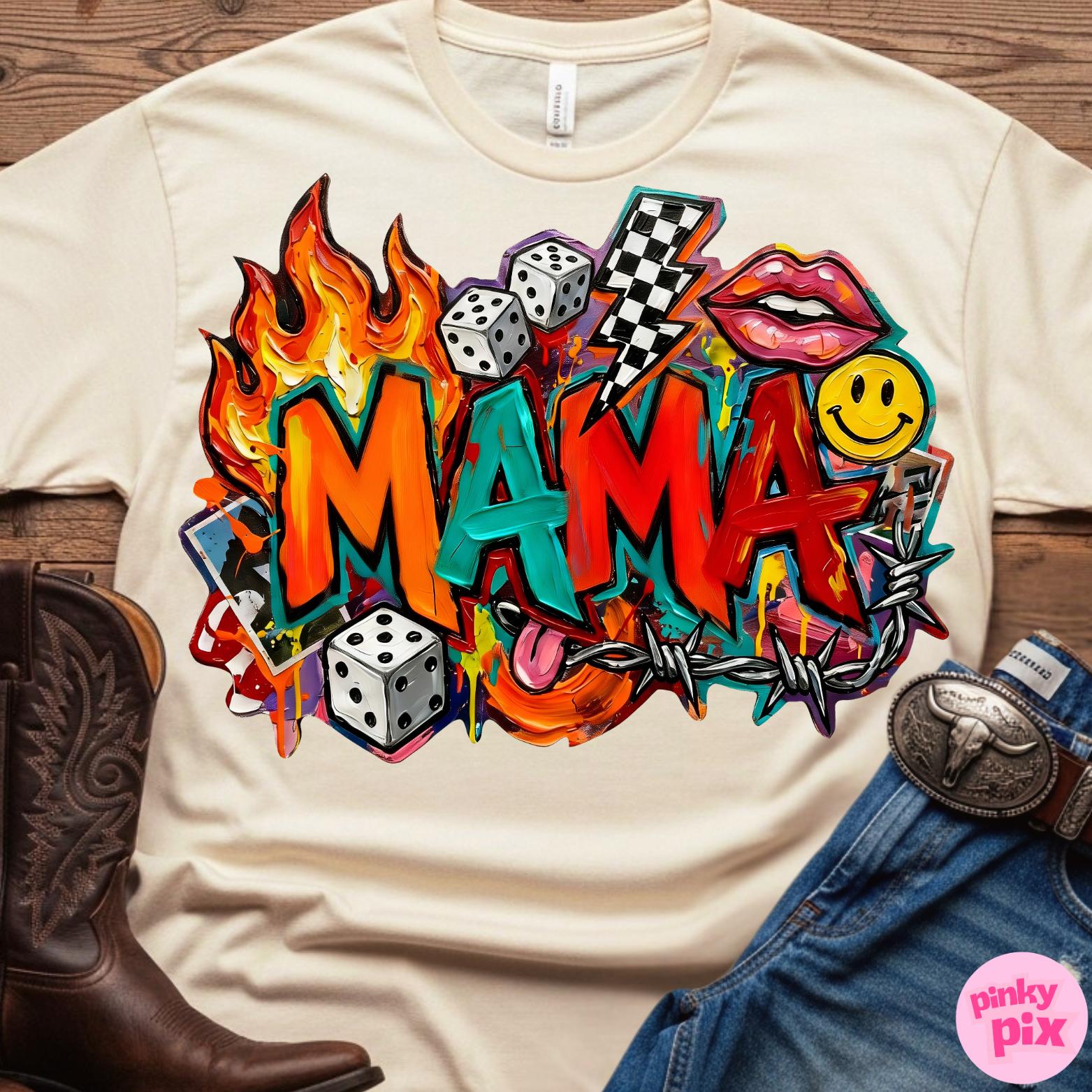Western Mama PNG Bundle: Nana Gigi Mimi Graffiti Brushstroke Retro