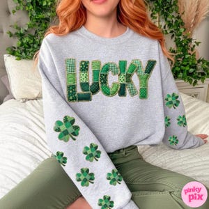 Patchwork Lucky PNG: Wzór sublimacji koniczyny w kratkę gingham na dzień św. Patryka, popularne pobieranie cyfrowe