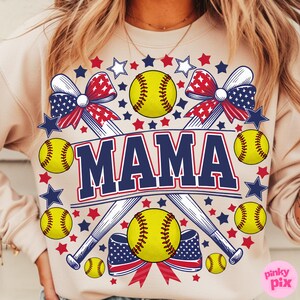 Benutzerdefinierte Softball Png, personalisierte Softball Namen Design, Vaterländisch Rot Weiß Blau Sublimation Clipart, Spieltag Benutzerdefiniertes Hemd Png Bild 8