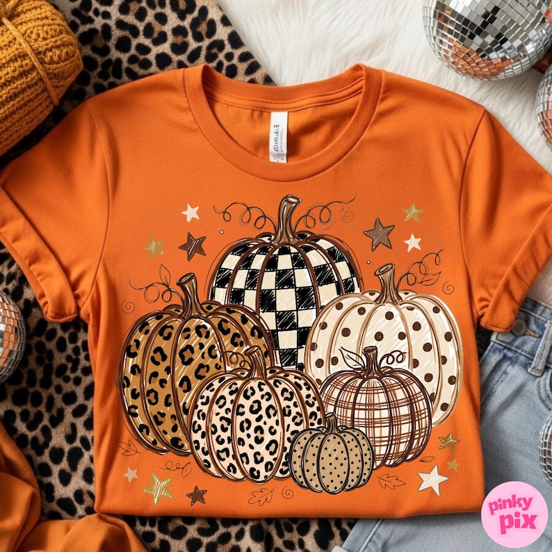 Höstpumpa PNG: Leopardmönster med prickar och trendig höstdesign bild 9