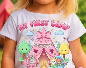 My First Camp PNG: Baby Camping Tent Toddler Sublimation Design, Preschool Campfire Digital Download