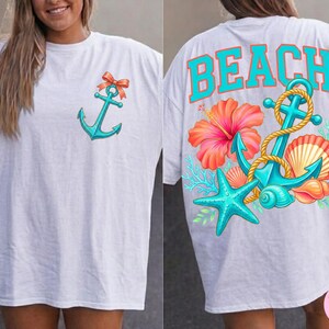 Beach Anchor PNG: Tropical Floral Seashell Starfish Summer Coastal Sublimation DTF Design image 5