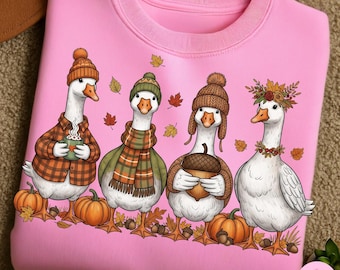 Cozy Fall Goose Png, Funny Fall Goose Png, Autumn Pumpkin Fall Season Sublimation, Trendy Coquette Fall Shirt Design, Digital Download