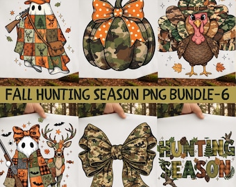 Jaktsäsong PNG-paket: Höstkamouflagelapptäcke Halloween sublimeringsdesigner