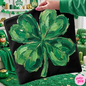 St Patrick's Day Shamrock Lucky PNG: Handgemaltes Sublimationsdesign mit Pinselstrichen Bild 1