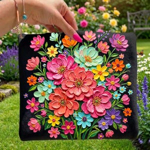 Floral Bouquet PNG: Colorful Brushstroke Flowers Hand-Painted Watercolor Sublimation Design, Trending Digital Download