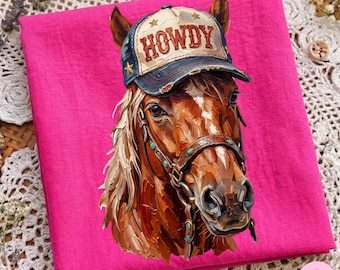 Howdy Western Horse PNG: Brushstroke Cowgirl Country Rodeo Sublimation Design, Trending Digital Download