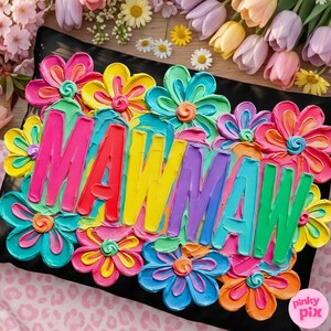 Mormor PNG-paket: Mawmaw, mormor, Lolli, Nonna Färgglad blommig penseldrag Mors dag, digital nedladdning bild 2