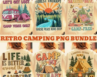 Retro Camping Png Bundle, Boho Vintage Tent Png, Camp Vibes Shirt Png, Outdoor Adventure Sublimation, Nature Lover Png, Camp Life Shirt Png
