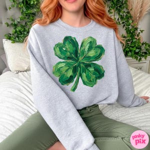 St Patrick's Day Shamrock Lucky PNG: Handgemaltes Sublimationsdesign mit Pinselstrichen Bild 8