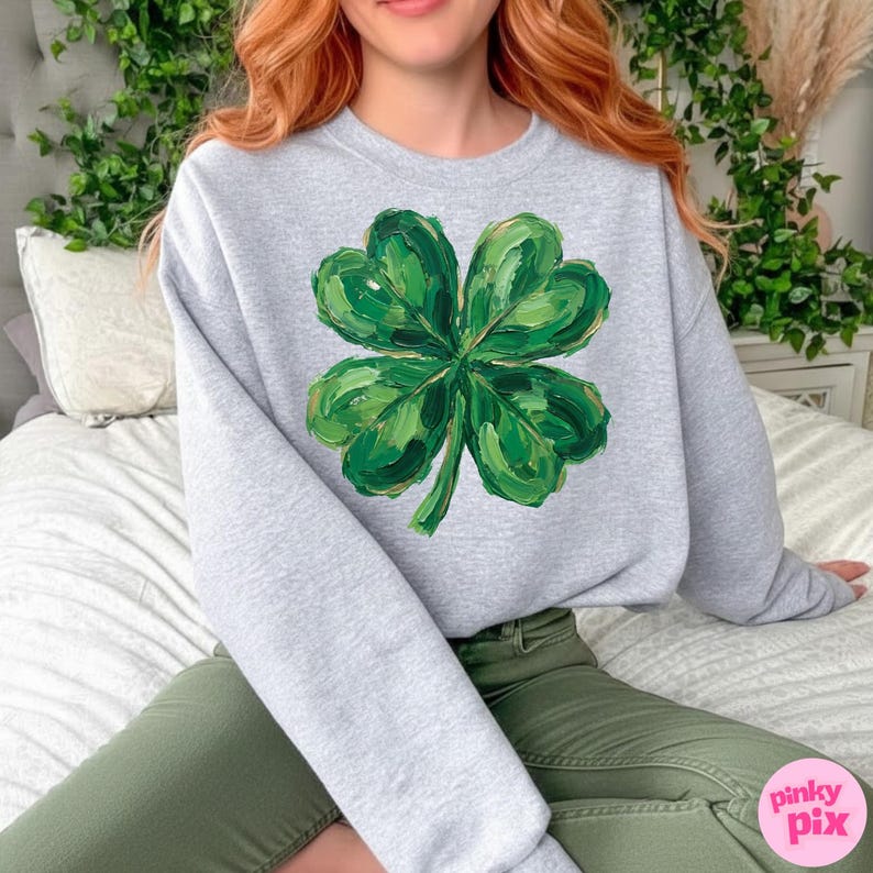 St Patrick's Day Shamrock Lucky PNG: Handgemaltes Sublimationsdesign mit Pinselstrichen Bild 8