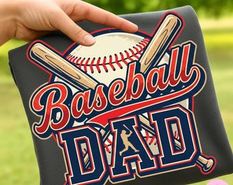 Baseball Dad PNG: Vintage Retro Sports Typography Bat Ball Graphic Sublimation Design
