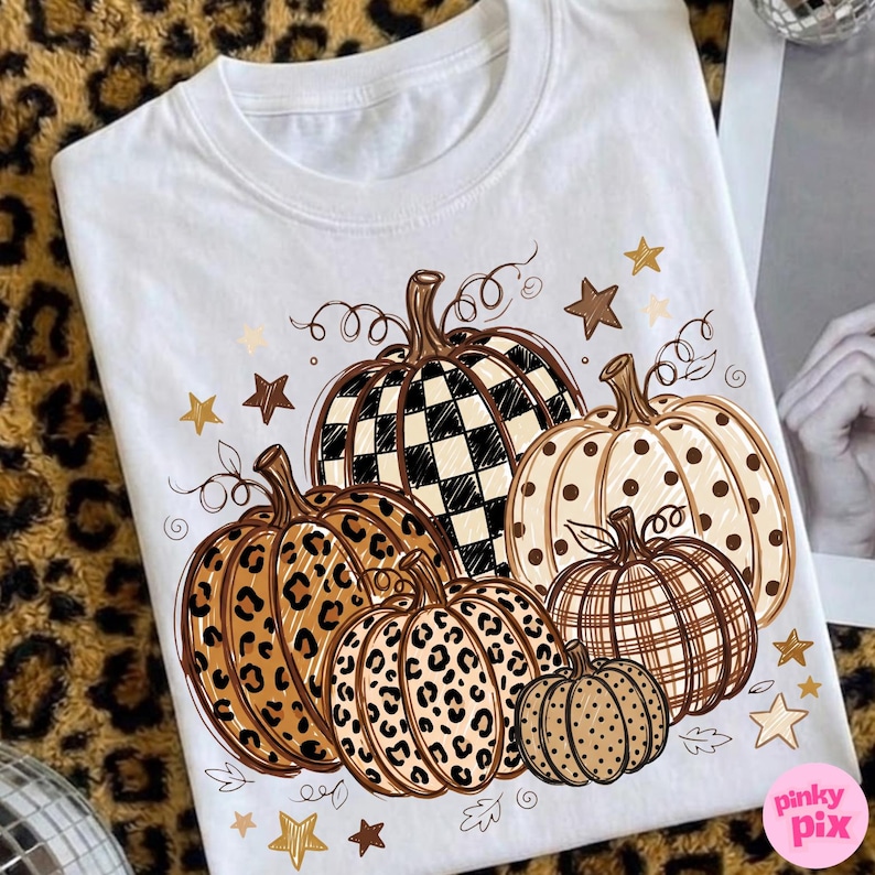 Höstpumpa PNG: Leopardmönster med prickar och trendig höstdesign bild 11