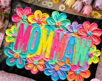 Mommaw PNG: Colorful Retro Floral Grandma Graphic Sublimation Design, Trending Digital Download