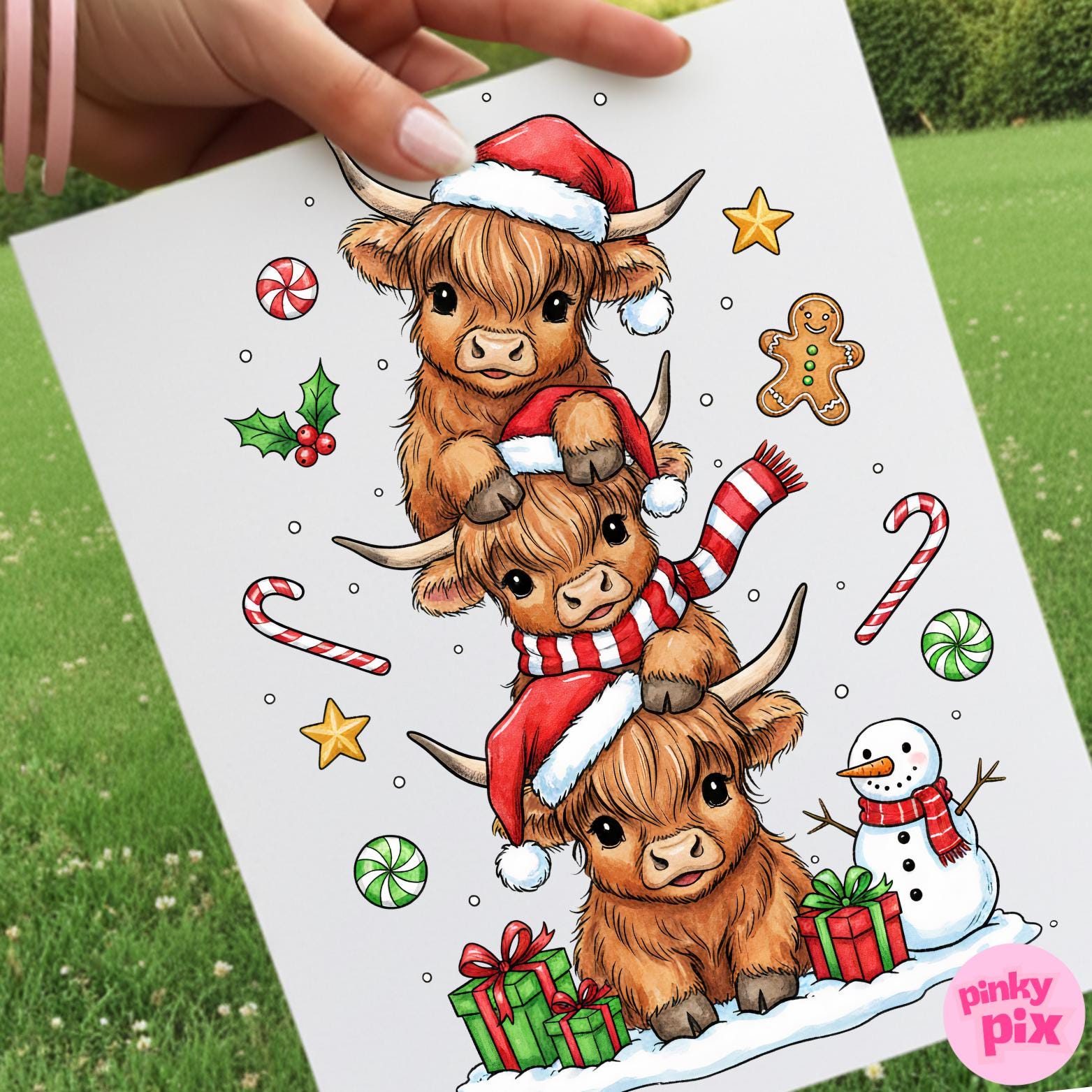 Highland Cow Christmas PNG: Funny Cow Stack Sublimation Design - Etsy
