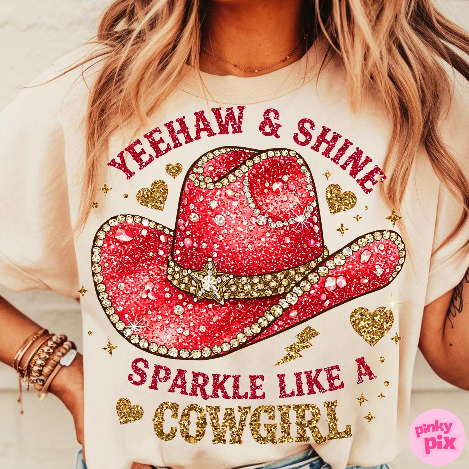 Red Rhinestone Cowboy Hat with Horseshoe Accent YEE HAW/ HOWDY Custom Made Red Rhinestone Rose Cowboy Hat – LosAngelesCowgirl main image 2