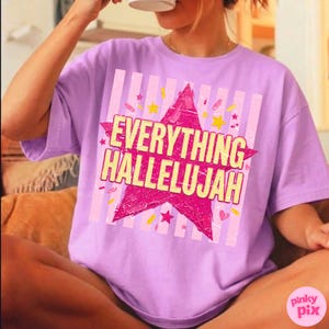 Allt Hallelujah PNG: Retro randig kristen tro Girly Star Grunge Sassy sublimering, digital nedladdning bild 11