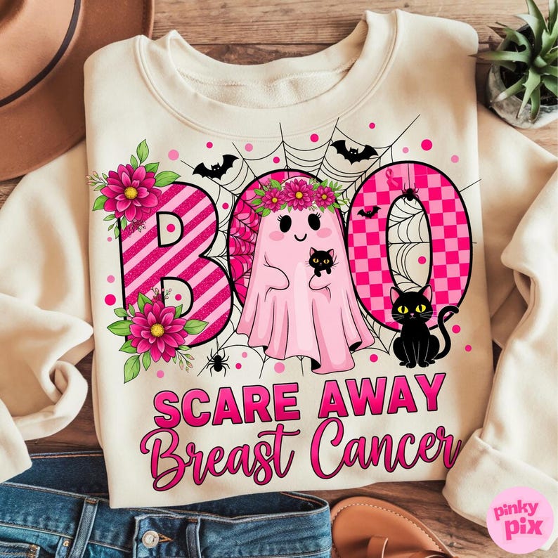 Boo Scare Away Breast Cancer Png, Breast Cancer Awareness Halloween ...