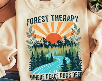 Boho Forest Therapy Camping Png, Retro Hiking Nature Shirt Png, Summer Outdoor Adventure Png, Vintage Camping Png, Mental Health Sublimation