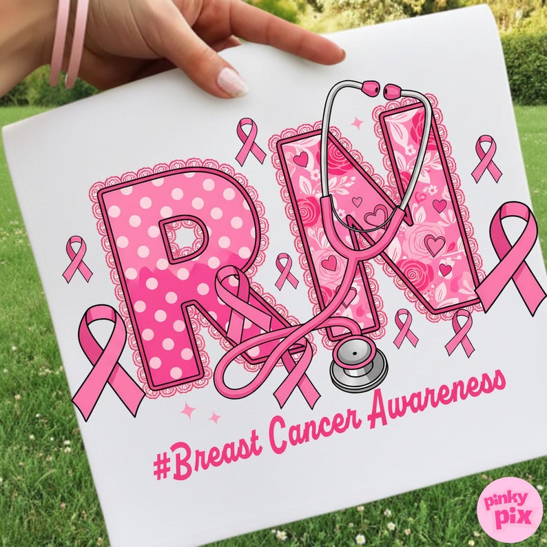 Nurse Breast Cancer Awareness Png Bundle: Pink Ribbon RN, CNA, NICU ...