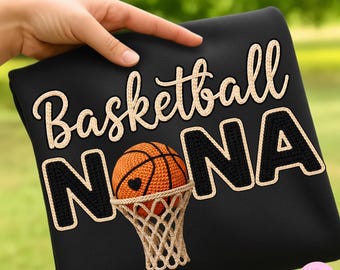Faux Yarn Basketball Nana PNG: Crochet Game Day Sublimation Design, Realistic Knitting Digital Download